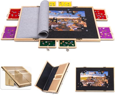 Puzzelbord met 4 Lades en Houten Oppervlak voor tot 1000 Stukken - Frameloos en Gladde Afwerking
