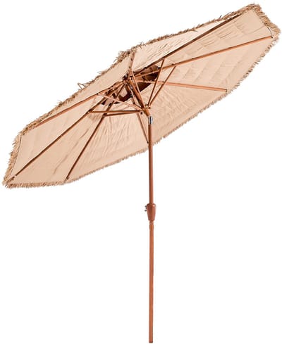 VEVOR Tiki-Parasol, 2,7 M Rieten Terrasparasol met Kantelfunctie, 2-Laags Strandparasol In Hawaiiaanse Stijl met Pp-Riet En 8 Metalen Baleinen, Grasparasols voor Strand, Terras, Zwembad, Achtertuin En Tuin