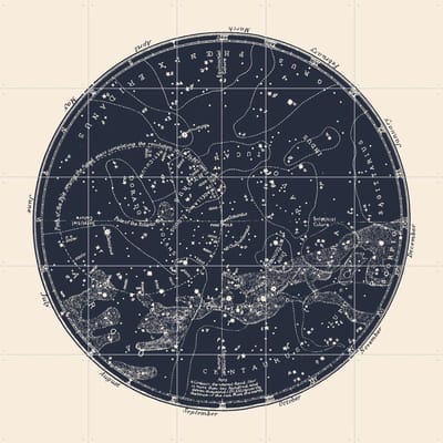 IXXI Southern Constellations, Aster Edition - 100 x 100 cm - Gratis ophangtool - Grote wanddecoratie en posters - Technische Tekening, Vintage