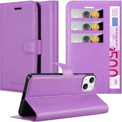 Cadorabo Hoesje geschikt voor Apple iPhone 14 in MANGAAN PAARS - Beschermhoes met magnetische sluiting, standfunctie en kaartvakje Book Case Cover Etui