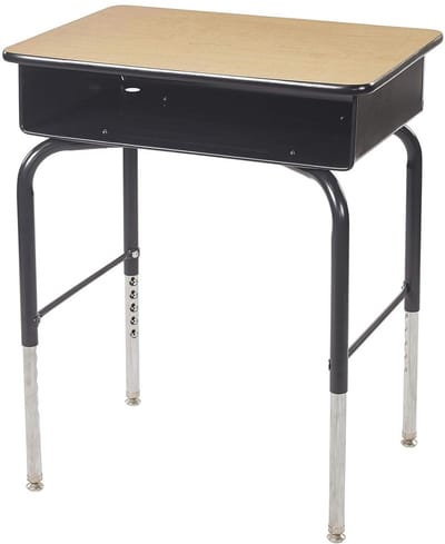 Bureau Kinderen - Schrijftafel Leerling - Huiswerk Maken - Open Opbergvak - Verstelbaar 61-77.5 cm - Maple Zwart