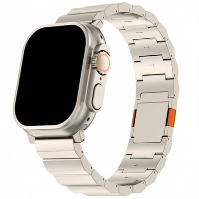 Titanium bandje - geschikt voor Apple Watch series 1/2/3/4/5/6/7/8/9/10/11/ SE (1,2,3) / Ultra (1,2,3) met maat 44 mm / 45 mm / 46 mm / 49 mm - luxe band - titanium oranje