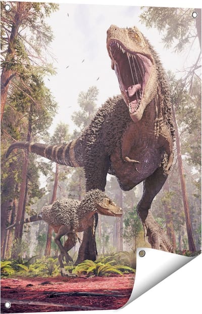 Gards Tuinposter Tyrannosaurus Rex Dinosaurus - T-Rex - 60x80 cm - Tuindoek - Tuindecoratie - Wanddecoratie buiten - Tuinschilderij