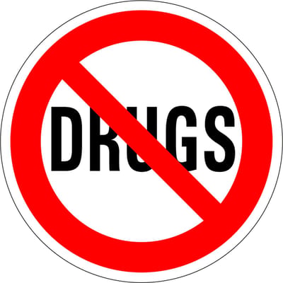 Drugs verboden sticker 50 mm - 10 stuks per kaart