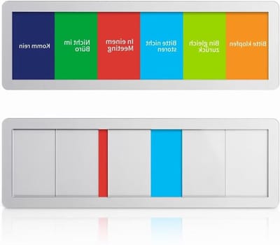 Please do not disturb schild met 6 opties voor vergaderingen, kantoor en privacy