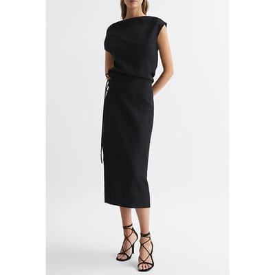 Reiss Paloma Evening Midi Dress Black Maat: 10 | Midi Jurken Outlet | Dames | Zwart