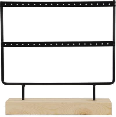 Sieraden Organizer met Dubbele Lagen - Vintage Houten en Metalen Oorbelhouder - Juwelendoos voor Oorbellen