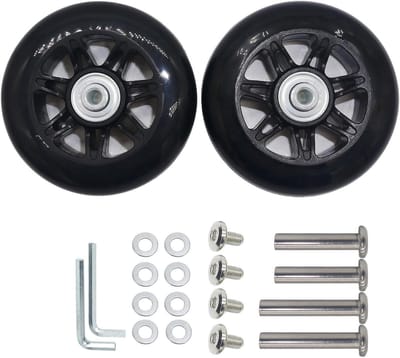 Vervangende Wielen - Inline Skate Wielen - Bagage Koffer Reparatie - Rubberen Demping Slijtvast - 90mm x 24mm - Zwart
