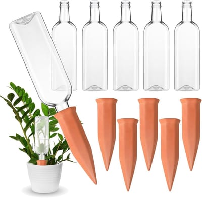 Plantenbewatering Set - Zelfbewaterende Spikes - Automatisch Water Geven - Duurzaam Keramiek PET - 25 oz Flessen - Helder Zwart