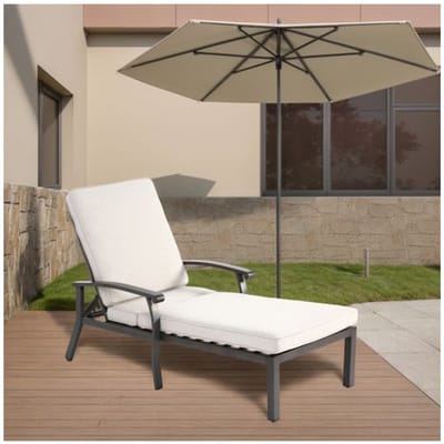 Chaise longue de piscine réglable en aluminium antirouille avec coussin imperméable beige (première édition) beige