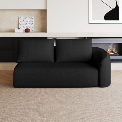 MIVRAY Hoekbank Rechter 2-Zits - Comfortabele Loungebank Voor Woonkamer En Slaapkamer - Stoffen Bekleding - Zwart
