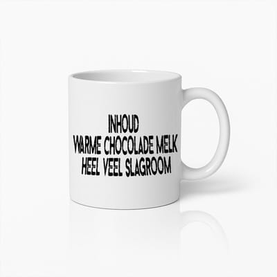 Warme Chocolademelk Mok – “Inhoud: Warme Chocolade Melk en Heel Veel Slagroom” – Grappige Winterdrank Beker Cadeau