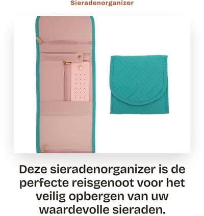 Dailygoods- Sieradenorganizer voor onderweg - Sieradenopslag - Ringhouder/Oorbelpaneel - Ritsvak - Vochtbestendig - Bescherming tegen krassen - Sieradenetui