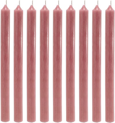 Luxe Lange Dinerkaarsen – 18 Stuks – 2.1 x 28 cm – Oud Roze – 10 Uur Brandtijd – Kwaliteitskaarsen