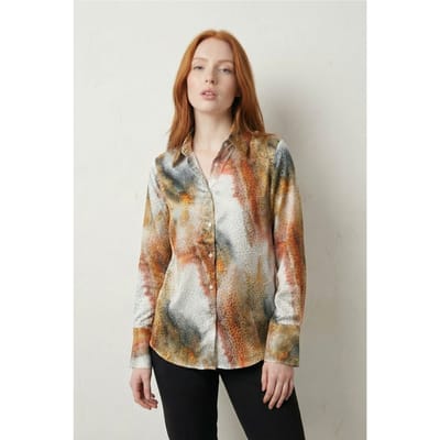 Abstracte Print Knopsluiting Langsleeve Shirt