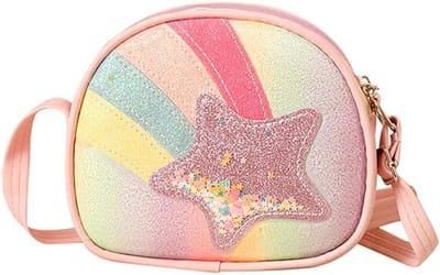 Kleurrijke Schoudertas voor Meisjes met Sterren en Regenboogontwerp - Ideaal als Crossbody Handtas of Kindertasje
