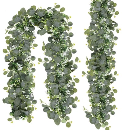 Dailygoods- Eucalyptus Slinger 1,8m - Kunstplant - Guirlande met Bloemen - Decoratie Binnen/Buiten - Waterdicht - Natuurlijke Uiterlijk