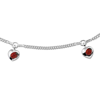 YO&NO - Ketting - Zilver - Gourmet -  Hart - Lieveheersbeestjes - 38cm - Kinderen - Zilver