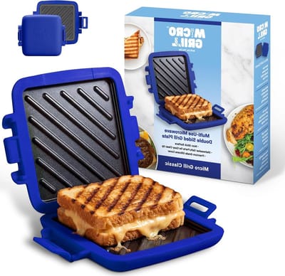 Magnetron Sandwichmaker - Toastie Maker Panini - Snel Grillen - Antiaanbaklaag - 20x20x3 cm - Blauw