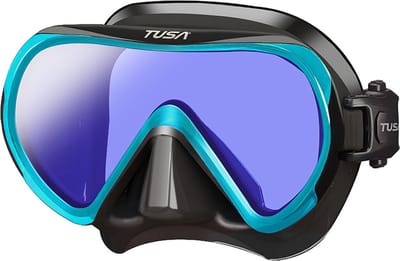 TUSA INO PRO Duikmasker voor Volwassenen – Compact masker met premium CrystalView-lens, UV420-bescherming en antireflecterende behandeling – Zwart/Oranje – M1011SQB OGA