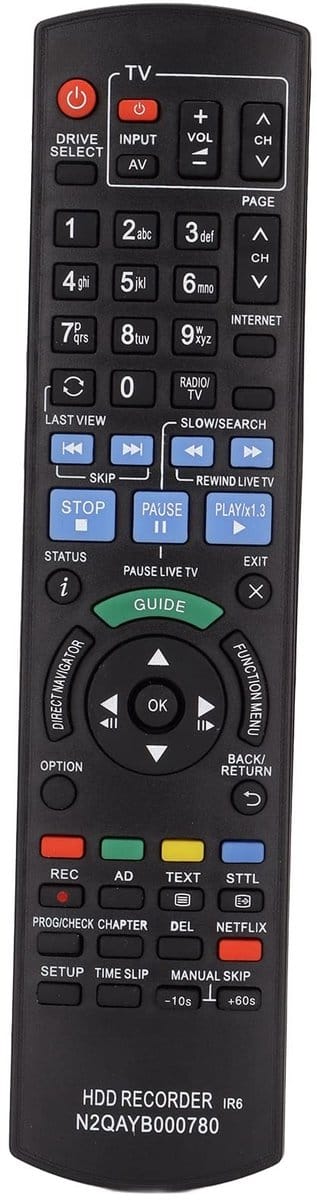 Vt products - DVD Afstandsbediening - Vervangende Afstandsbediening - Zwart - Geschikt voor IR6 - Voor diverse DMR-modellen