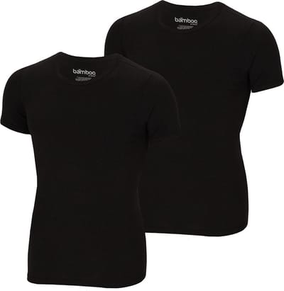 Apollo heren T-shirt Bamboe - Ronde Hals- 2-pack - Zwart - S