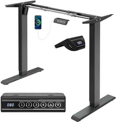 Sello! elektrisch verstelbaar bureauframe – staan of zitten – usb-poort – verstelbaar in breedte – hoogte 90 tot 135cm