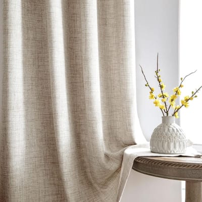 Gordijnen Kant en Klaar met Haakjes - Gordijn voor Gordijnroede - Gordijnen Verduisterend - Beige