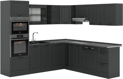 Vicco Hoekkeuken R-Line, Antraciet landhuis/Antraciet, 247 x 237 cm zonder werkblad