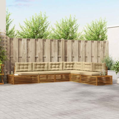 vidaXL - 7 - st - Buiten - bank - set - Massief - Acacia - Hout - en - Polyester
