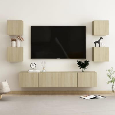 vidaXL - 6-delige - Tv-meubelset - bewerkt - hout - sonoma - eikenkleurig