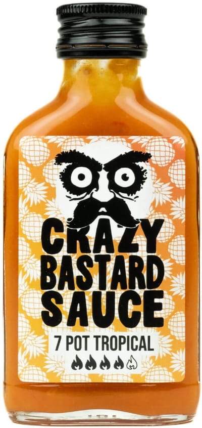 Crazy Bastard 7Pot Tropical Hot Sauce – 100 ml | Hete Saus met Mango & Ananas | 7 Pot Chili | Pittige Tropische Chilisaus