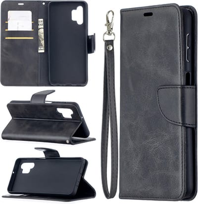 MobyDefend Hoesje - Geschikt voor Samsung Galaxy A32 (5G) - Wallet Book Case Met Koord - Zwart