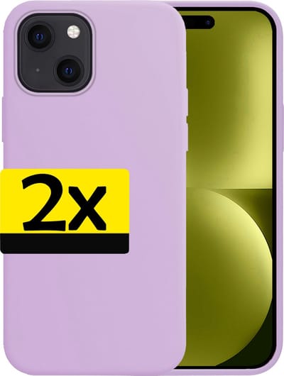 Hoesje - 2 Stuks - Geschikt voor Apple iPhone 15 - Sterk & Shockproof - Case Siliconen - Back Cover - Telefoon Hoes - Telefoonhoesjes - Lila
