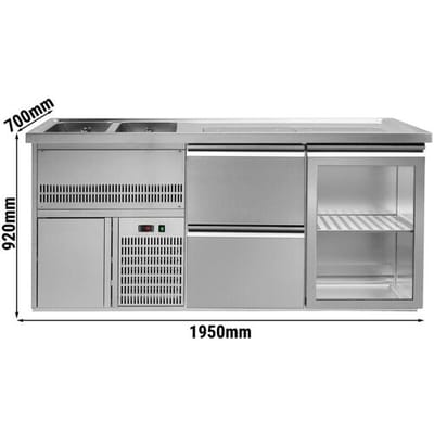 GGM Gastro Biertheke Premium PLUS - 1950x700mm - 1 Glastür & 2 Schubladen