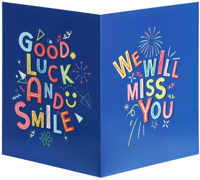 Dailygoods- Afscheidswenskaart 28x44cm - Blauw - Karton - Inclusief Envelop - Vertrekkaart - Afscheidscadeau voor Collega