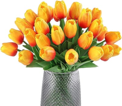 15 stuks realistische kunsttulpen van latex voor doe-het-zelf boeketten - bruiloft babyfeestjes zonsondergang .
