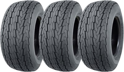 20.5x8.00-10 Aanhangwagenbanden, 4-laags, goedgekeurd voor de openbare weg, 77M, draagvermogen 412 kg, 205/65-10 (set van 3)