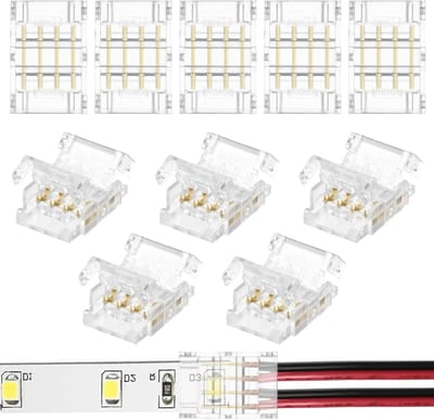Ledstrip Connector - Ledverbinders - Verlichting Installeren - Soldeervrij - 10mm 10 Stuks - Transparant