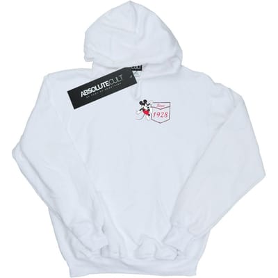 Disney Heren Mickey Mouse Faux Pocket Sinds 1928 Hoodie (Wit)