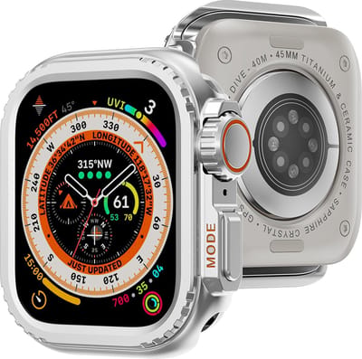 Stravo Titanium Metaal Case Hoesje – Geschikt voor Apple Watch Ultra 49mm – Full Cover Metaal Case / Beschermend Hoesje – Robuuste Bumper Bescherming met Crown – Screenprotector Case voor Apple Watch Ultra / Ultra 2 / Ultra 3 (Mat Zilver)