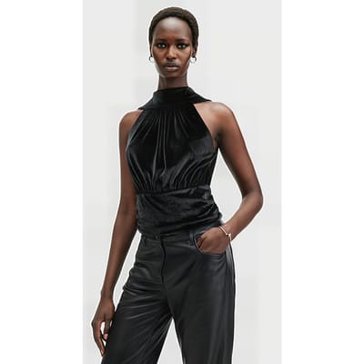 AllSaints Bellatrix Velvet Top Black Maat: 10 | Mouwloze Tops Outlet | Dames | Zwart