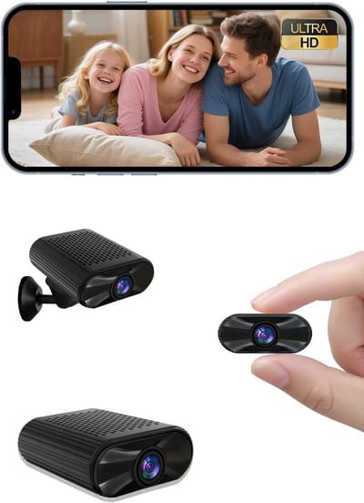 Mini Camera - Kleine Beveiligingscamera - Thuis Bewaken - 4K HD Nachtzicht - 49 x 38 x 17 mm - Zwart