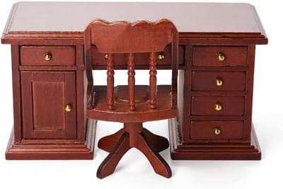 Houten Bureaustoel Poppenhuis Miniatuur 1:12 Schaal Meubels