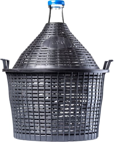 KADAX Glazen ballon, fermentatieballon met kunststof mand, rubberen stop, smalle opening, wijnballon, fles, glazen fles, gallon, gistingsfles, glazen gistballon, gallon, gallon, gistballon,