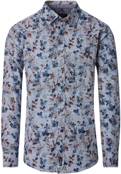 Casa Moda - Lange mouw overhemd - Heren - L - Blauw - Katoen - 454483100