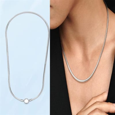 Dames Mode 925 Sterling Zilver Me Slang Ketting Ketting Dikke Oneindige Knoop Ketting Ketting Geschikt Voor Dames Sieraden Cadeau 45cm black