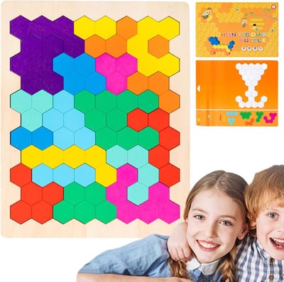 Houten Puzzel - Denkspel Munt - Intelligentie Training - Glad Gemaakt Hout - 22x18 cm - Full Colour