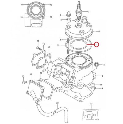 Joint de culasse origine pour Moto Suzuki 80 RM 1985 à 1999 11147-03B00-0000 Neuf