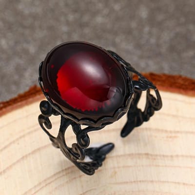 Nieuwe Gotische Bloed Camee Ringen Voor Vrouwen Meisjes Mode Hekserij Sieraden Accessoires Cadeau Mysterie Gif Vampier Verstelbare Ring resizable black